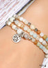 Boho Bracelet, Layers Green Amazonite Mala Mantra Lotus